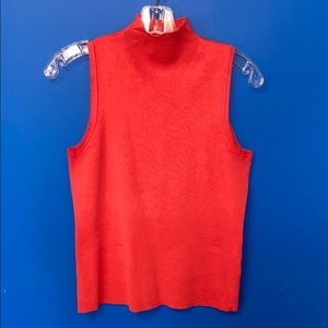 CULLEN Sz S Orange Sleeveless Mock Neck Knit Top